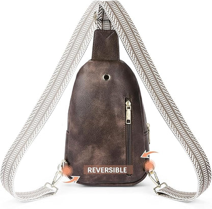 BOSTANTEN Small Sling Bag for Women Leather Crossbody Bags Fanny Pack Chest Bag for Travel