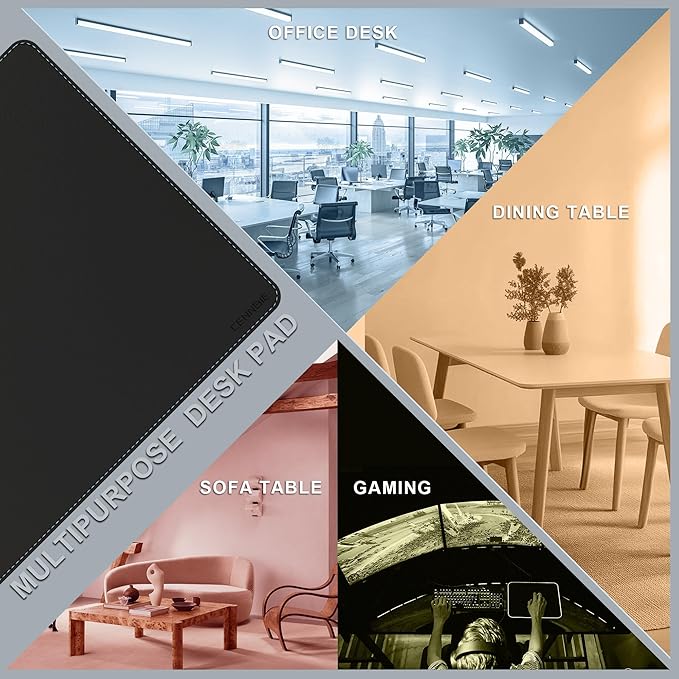 CENNBIE HUGE200 78.8" x 47" Black Leather Desk Mat for Conference Table, Dining Table, Work Table, Banquet Tables, Library Table