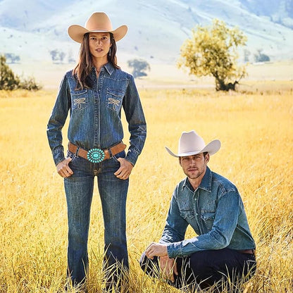 INOGIH Adjustable-Vintage-Western-Cowboy-Belt Women Men - Cowboy-Style Engraved-Buckle Belt for Jeans Pants Dresses