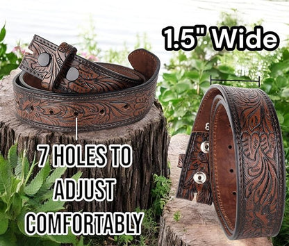 F&L CLASSIC Western Belt without buckle for men – Full Grain Leather Cowboy Belts for jeans - One Piece Leather strap belt