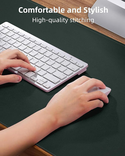 Desk Pad PU Leather Large Mouse Pad Laptop Computer Desk Mat Table Blotter Desktop Waterproof Non-Slip Protector for Office and Home (Dark Green, 80x40cm)