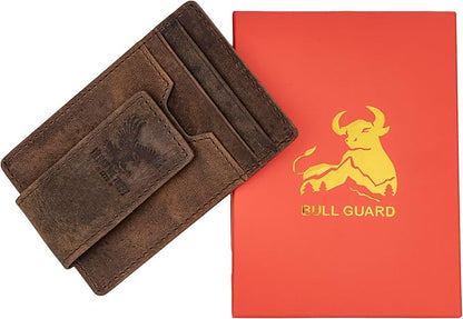 BULL GUARD Magnetic Money Clip Men's Wallet Crafted from Genuine Leather, Slim Front Pocket Minimalist Card Case RFID Secure | Magnetic Money Clip, Slim, Front Pocket, Minimalist, Card Case