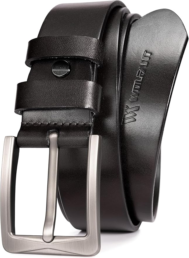 WOLFANT 1.5" Full Grain Leather Belt for Men in Gift Box,100% Italian Real Solid Leather