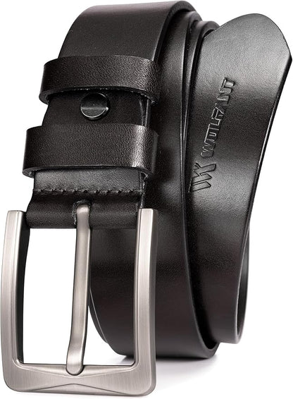 WOLFANT 1.5" Full Grain Leather Belt for Men in Gift Box,100% Italian Real Solid Leather