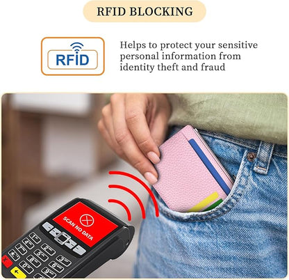 Hancynir Slim Wallet Women Credit Card Holder Minimalist RFID Blocking Small Mini Card Case Front Pocket PU Leather Thin Travel Zipper Coin Cash ID Window Ladies Female Wallet Gifts