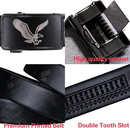 Dubulle Designer Ratchet Belt for Men Leather Fashion Adjustable Automatic Buckle Sliding Removable Dress Casual