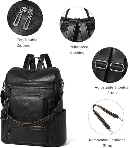 Shrrie Vegan Leather Laptop Backpack for Women 15.6 inch Work Backpack Fashion Travel Backpack Purse for Business College