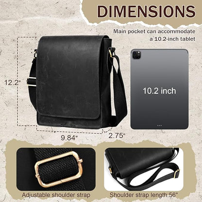 Leathario Crossbody Bag for Men Genuine Leather Small Messenger Shoulder Purse Side Vintage Satchel for Work Travel Daily