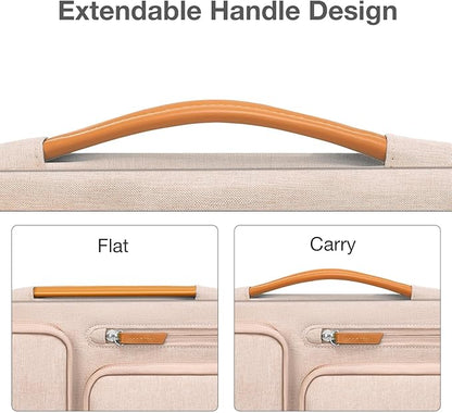 MOSISO 360 Protective Laptop Case 15 inch, 15 inch Laptop Sleeve Compatible with MacBook Air M4 M3 M2 2025 2024 2023, Dell XPS Plus, Side Open Carrying Case with 4 Zipper Pockets&Handle, Khaki