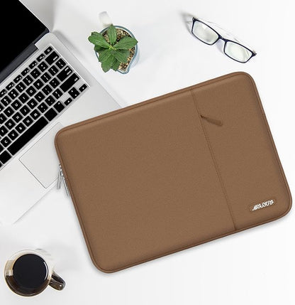 MOSISO Laptop Case 14 inch, 14 inch Laptop Sleeve Compatible with HP Lenovo Dell ASUS Acer, HP Stream, Dell Latitude, Lenovo IdeaPad, Polyester Vertical Computer Sleeve Bag with Pocket, Mocha
