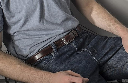 MILORDE Men's Genuine Leather Dress Belt, Handmade, 100% Cow Leather, Fashion & Classic Designs for Work Business and Casual
