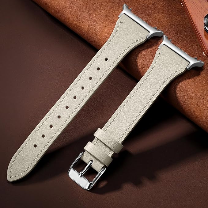 GEAK Slim Leather Band Compatible with Samsung Galaxy Watch 8 40mm 44mm/Watch 8 Classic 46mm, No Gap Adjustable Genuine Leather Replacement Dressy Strap for Samsung Watch 8 Bands Women