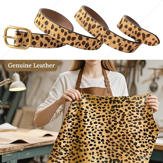 MJNUONE Leopard Print Belt for Women Leather Waist Belts Classic Needle Buckle Animal Printed forJeans dress Party Outfits
