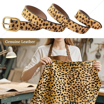 MJNUONE Leopard Print Belt for Women Leather Waist Belts Classic Needle Buckle Animal Printed forJeans dress Party Outfits