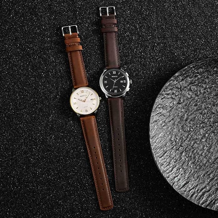 WOCCI Quick Release Watch Band, Distressed Genuine Leather, Stainless Steel Buckle, Strap Width 18mm 19mm 20mm 22mm 24mm