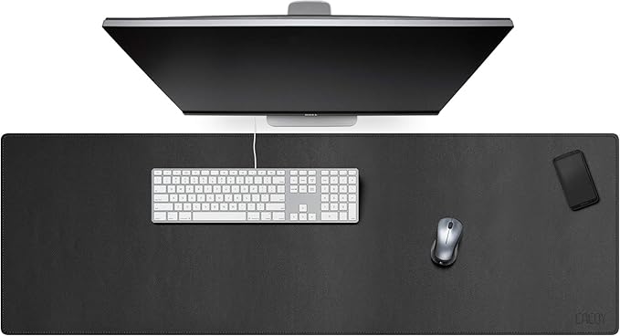 Cacoy 47''x16'' Large Leather Desk Pad, Extended Gaming Mouse Pad, Desk Mat for Keyboard, Computer Mat for Desk, 120x40cm PU Leather Desk Blotter, Waterproof Desk Protector for Office (Black)