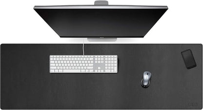 Cacoy 47''x16'' Large Leather Desk Pad, Extended Gaming Mouse Pad, Desk Mat for Keyboard, Computer Mat for Desk, 120x40cm PU Leather Desk Blotter, Waterproof Desk Protector for Office (Black)