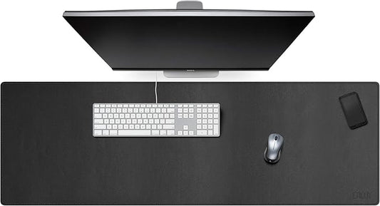 Cacoy 47''x16'' Large Leather Desk Pad, Extended Gaming Mouse Pad, Desk Mat for Keyboard, Computer Mat for Desk, 120x40cm PU Leather Desk Blotter, Waterproof Desk Protector for Office (Black)