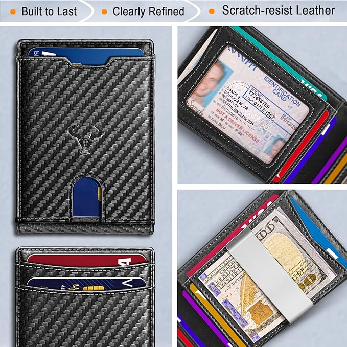 BULLIANT Men Wallet Airtag&Standard Use,Slim Front Pocket Wallet Money Clip for Gifg Men RFID Blocking 11Cards