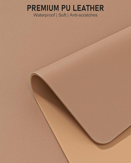 Desk Pad, 23.6" x 13.8" PU Leather Non-Slip Desk Mat Large Mouse Pad for Desktop, Waterproof Laptop Computer Writing Mat for Office, Home, Work, Gaming, Champagne Gold
