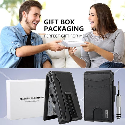 umoven Wallet for Men - with Money Clip Slim Leather Slots Credit Card Holder RFID Blocking Bifold Minimalist Wallet