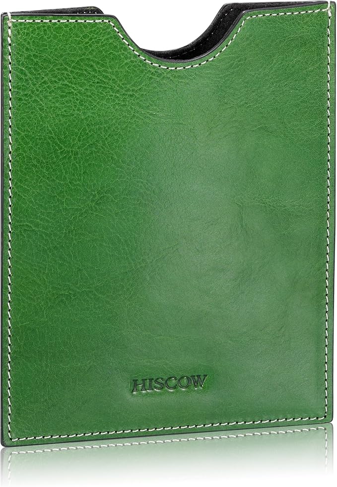 HISCOW Minimalist Passport Sleeve - Italian Calfskin (Green Vegetable-Tanned Leather)