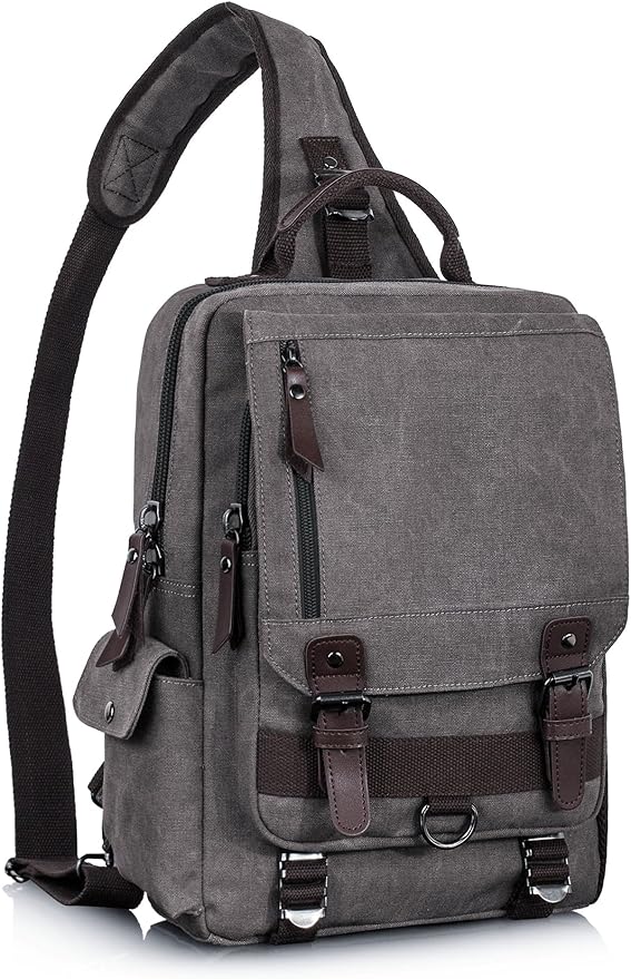 Leaper Retro Crossbody Bag Sling Bag Canvas Messenger Bag for Men Women Shoulder Bag Crossbody Handbags Satchel Travel Bag