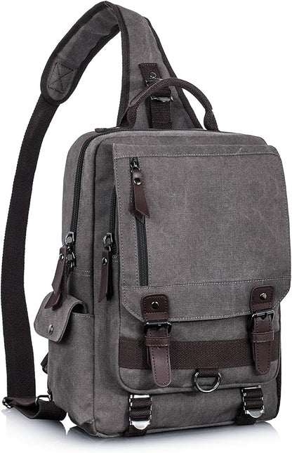 Leaper Retro Crossbody Bag Sling Bag Canvas Messenger Bag for Men Women Shoulder Bag Crossbody Handbags Satchel Travel Bag