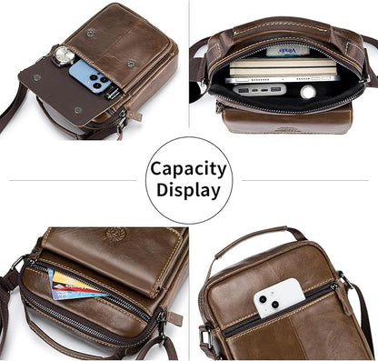 Small Leather Messenger Bag for Men, Man Bag Crossbody, Men's Shoulder Bags Leather Man Purse Handbag