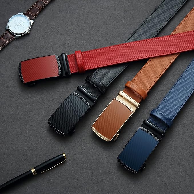 DOOPAI Belt Men, Ratchet Dress Adjustable 1 3/8" Sliding Leather Designer, Size Length Can be Cut, with Gift Box