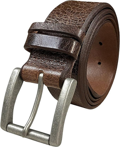 BS304 Genuine Full Grain Vintage Leather Belt Strap or Belt with Buckle_1-1/2"(38mm) wide