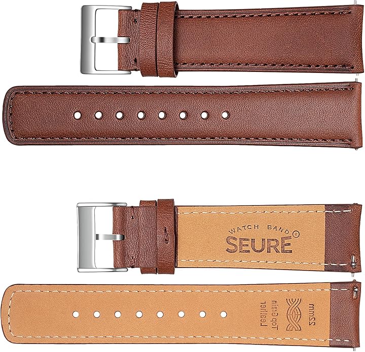 SEURE Quick Release Watch Band,Top Genuine Leather Watch Straps 19mm 20mm 21mm 22mm 24mm for Men and Women