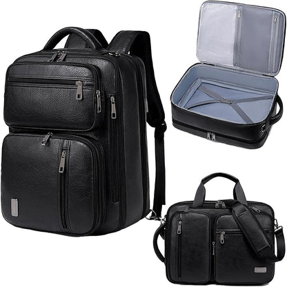 weiatas 3-in-1 Vegan Leather Convertible Laptop Bag for Men Women, Expandable Travel Backpack Work Briefcase Messenger Bag | Convertible, Expandable, Multi-pocket, Waterproof