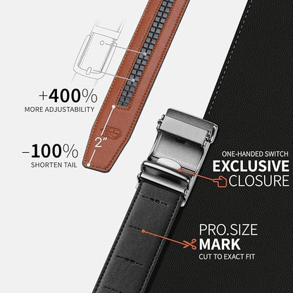 Zitahli Ratchet Belts for Men,Adjustable for Gift mens belt Leather For Dress and Casual Trim to Fit,Men's Accessories