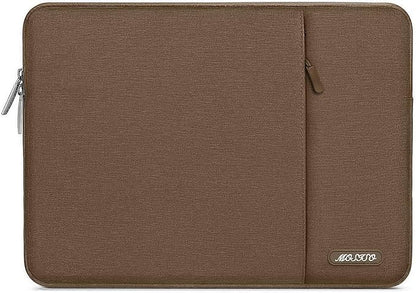 MOSISO Laptop Case 13.3 inch, 13-13.3 inch Laptop Sleeve Compatible with MacBook Air/Pro 13/Pro 14 M5 M4 M3 M2 M1, HP Dell ASUS Lenovo,Polyester Vertical Computer Sleeve Bag with Pocket, Light Brown