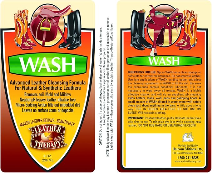 Leather Therapy Wash, Premium Cleaner & Moisturizer for Natural and Synthetic Leather, 8oz