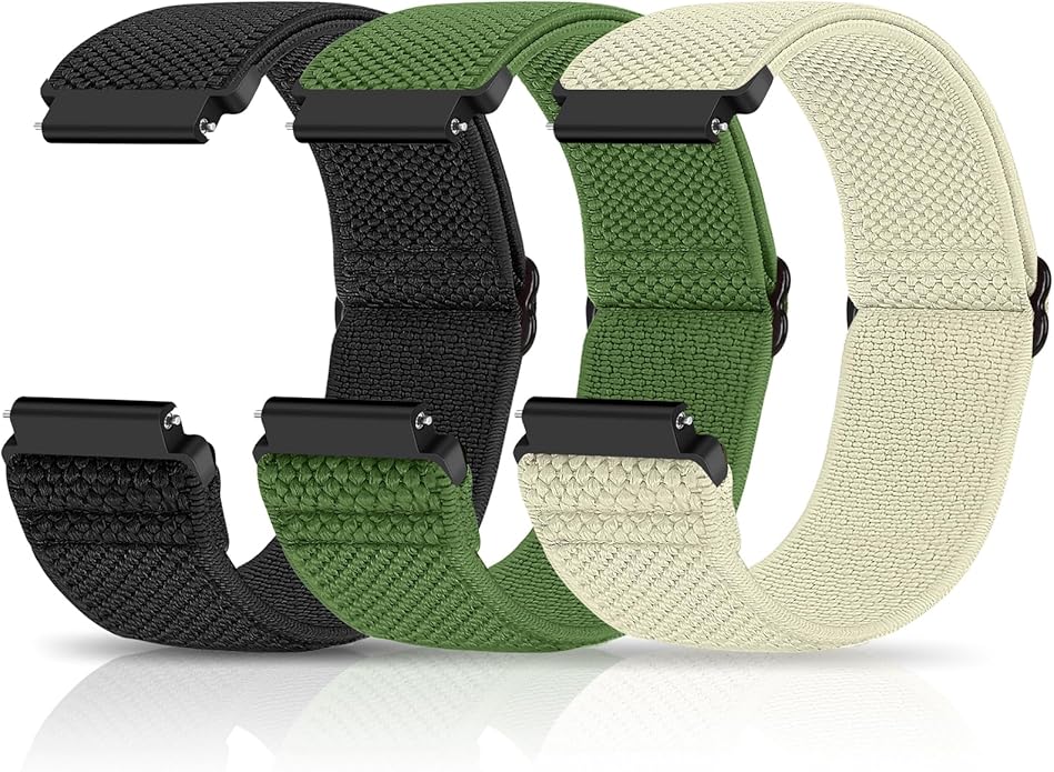 Compatible with 16mm 18mm 19mm 20mm 22mm 24mm Watch Bands Quick Release Replacement Wristband,Adjustable Stretchy Nylon Solo Loop Straps Fabric Braided Sport Elastic Bands for Men Women