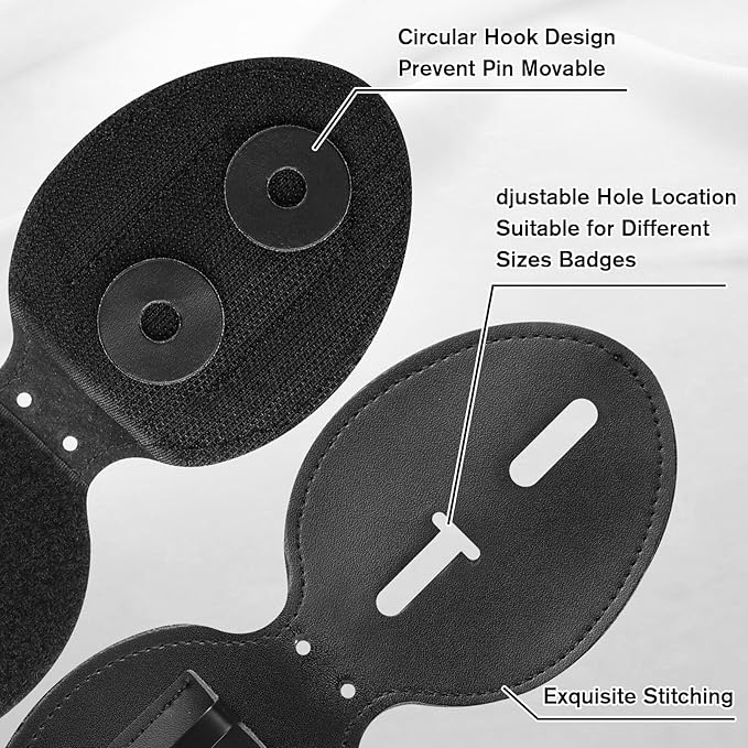 BESARME Police Badge Holder Belt Clip Cowhide Leather Badge Holders Universal Law Enforcement Security Badge Holder with Stainless Bead Chain
