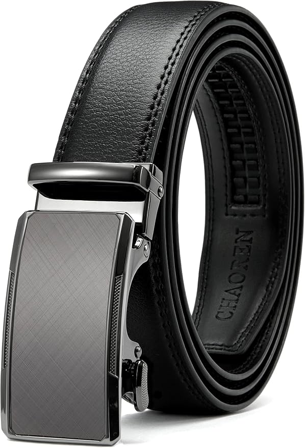 CHAOREN Mens Dress Belt - Mens Ratchet Belt Leather for Dress Pant - Micro Adjustable Belts Fit Everywhere