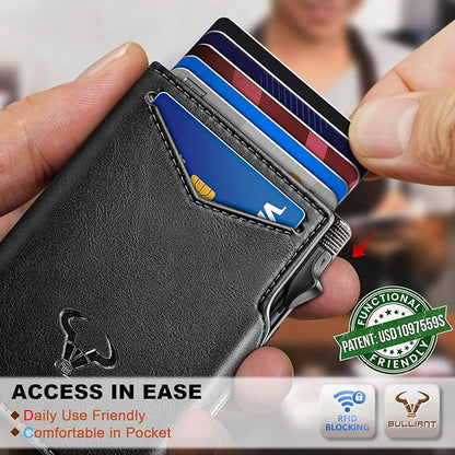 BULLIANT Men Wallet Gift Boxed,Slim Front Pocket Wallet Money Clip Card Holder 3.8"x2.7",Pop-up Access