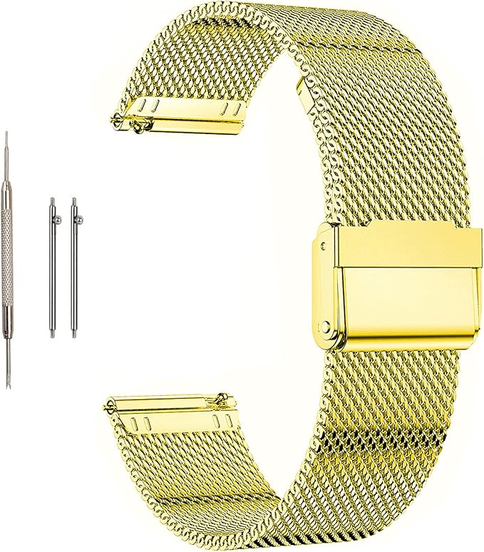 Moran Stainless Steel Mesh Watch Band Quick Release Replacement Strap 18mm 19mm 20mm 22mm for Men Women