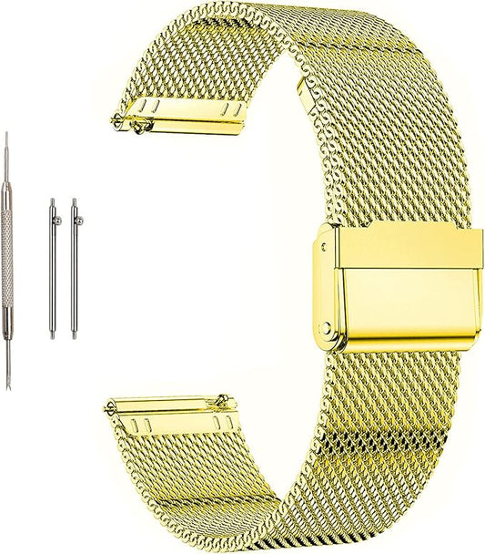 Moran Stainless Steel Mesh Watch Band Quick Release Replacement Strap 18mm 19mm 20mm 22mm for Men Women