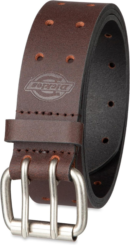 Dickies Men's Double Prong Leather Work Belt – Fully Adjustable, Regular & Big and Tall Sizes