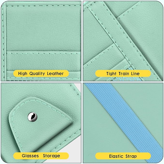 Car Sun Visor Organizer, Leather Pocket Organizer Sunglass Holder for Car Interior Accessories with Multi-Pocket Net Zipper