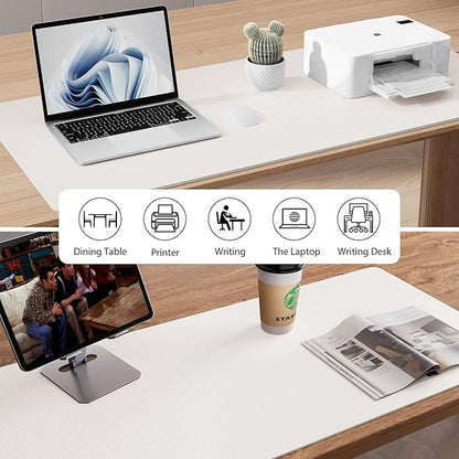 Aothia Faux Leather Desk Mat - Non-Slip PU Leather Desk Blotter, Waterproof Writing Surface, Large Desk Pad for Office & Home (Off-White, 55" x 17")