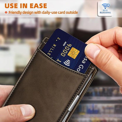 BULLIANT Men Wallet Airtag&Standard Use,Slim Front Pocket Wallet Money Clip for Gifg Men RFID Blocking 11Cards