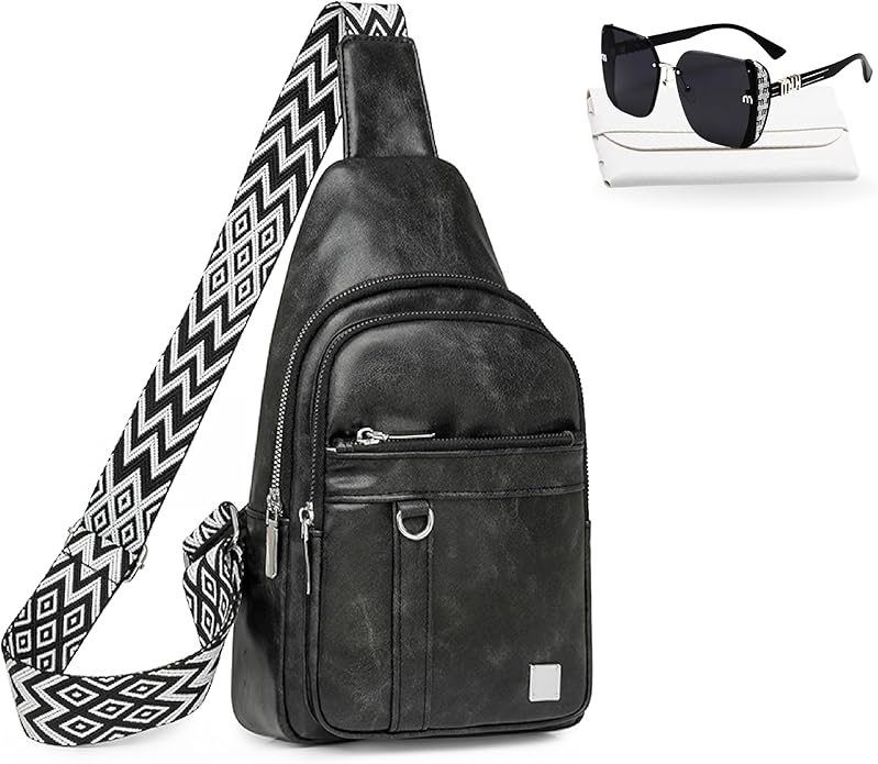 Sling Bag Set, PU Leather Sling Bag, Multi-Zipper Design for Travel, Outdoors, Valentine’s Day Gifts