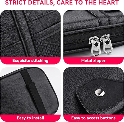 Car Sun Visor Organizer, Multi-Pocket PU Leather Sunglass Holder and Storage Pocket with Net Zipper, Card Sleeve Pocket Organizer, Auto Interior Accessories for Vehicle, Truck, SUV (Beige)