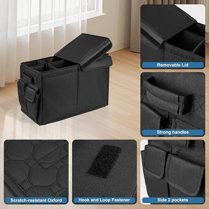 Back Front Seat Extender for Large Dogs Up to 200 Lbs, Adjustable Dog Back Seat Extender with Cushion & Storage Box, Car Organizer Gap Filler for Front or Back Seat