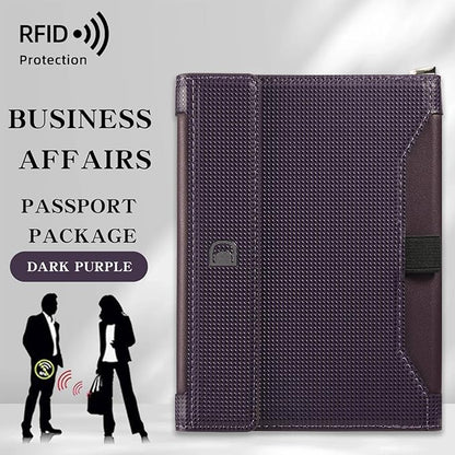 Passport Holder for Travel Essentials, RFID Blocking PU Leather Passport Wallet Cover Card holder Case Passport Book Holders for Women and Men, Dark Purple